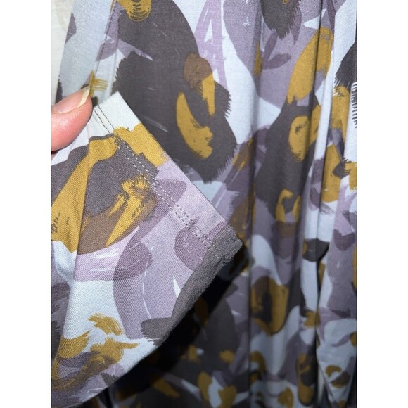 LOGO By Lori Goldstein Top Large Multicolor Boho camo Button Cardigan Tunic - Picture 7 of 11